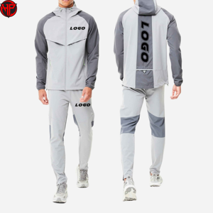 Conjunto de Chándal de Nylon Personalizado por el Fabricante, Ropa Deportiva de Dos Piezas, Chándal de Nylon con Cremallera Completa y Diseño de Parches - Product Image 1