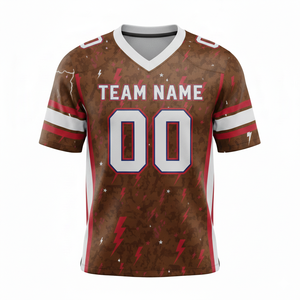 Maillot d'entraînement de football américain personnalisé pour adultes, manches courtes, respirant, option grande taille, 100 % polyester, col en V - Product Image 2