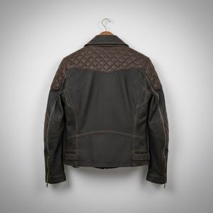 Chaqueta de Motociclista de Cuero Genuino Negro para Hombre, Corte Ajustado, Fabricante Personalizado OEM/ODM, Venta al Por Mayor - Product Image 4