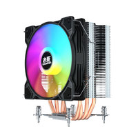 Ventilateur de refroidissement CPU Snowman MT4 RGB 5 couleurs à roulement hydraulique 12VDC 120x120x25mm en cuivre et aluminium pour boîtier d'ordinateur, 65 caloducs, 4 tubes, 3W