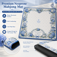 Tapis de Mahjong américain Hortensia Garden Chinoiserie 33 pouces, pliable, en néoprène premium, toucher doux, antidérapant, bords cousus, pour poker