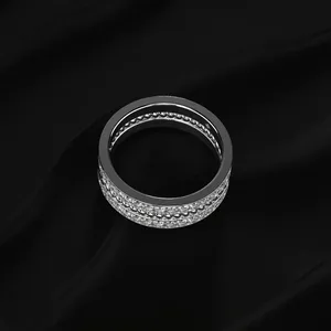 Round Cut Diamond <b>Ring</b> Two Row Eternity Band <b>For</b> <b>Men</b> High Clarity 14k Diamond <b>Ring</b> VVS-VS Clarity IGI Certified <b>for</b> Sale Export - Product Image 5
