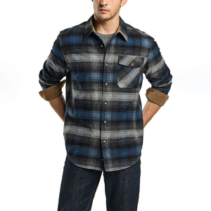 New Style 100% Cotton Men's Solid <b>Flannel</b> <b>Shirts</b> Breathable Quick Dry <b>Oversized</b> Long Sleeve Digital Printing Customizable Logo - Product Image 1