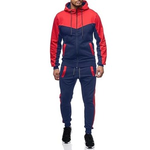 Men's Olive Green Color Block Hooded <b>Tracksuit</b> Full Zip Sweatshirt And Pants Set Casual Sport Wear Autumn Outfit - Product Image 2