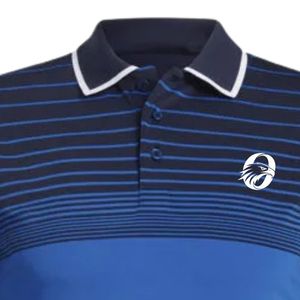 Men's <b>Navy</b> Blue Striped Sublimation Polo Shirt Short Sleeve Lightweight Athletic Wear Comfortable Golf Clothing for Sports - Product Image 3