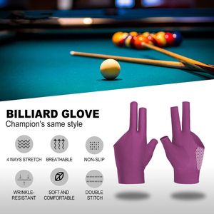 Guantes de Billar Unisex Modelo 005, Diseño Abierto de Tres Dedos, Resistentes, Transpirables, de Poliéster, para Snooker y Pool - Product Image 2