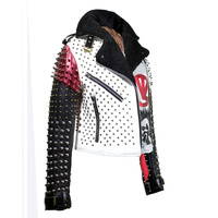 Veste en cuir de vache noir vintage gothique unisexe, style rockeur punk à clous, col mandarin, faite à la main, écologique