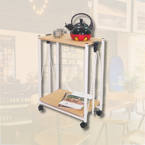 Chariot à café pliable au design moderne à roulettes en bois pour la maison Bar Salle à manger Hôtel Cuisine Salon Bureau École Utilisation - Product Image 1