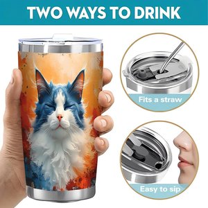 Stainless Steel Tumbler 20oz Double Wall Vacuum <b>Insulated</b> No Sweat Travel <b>Mug</b> For Car Use - Product Image 5