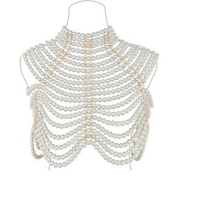 New Fashion Handcrafted Shoulder Cap Necklace Elegant Cut Out Pearls Chains Tassel <b>Shawl</b> Short Top Used - Product Image 6