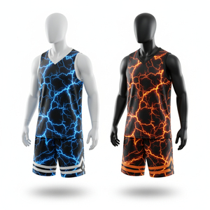 Conjunto de Uniforme de Baloncesto Sublimado Personalizado, Transpirable, Sin Costuras, Unisex, Cuello en V, Sin Mangas, Absorbe la Humedad, Ropa Deportiva - Product Image 2