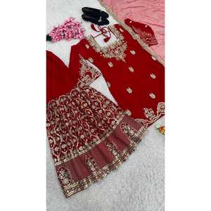 Conjunto de traje elegante de diseñador para mujer-Dupatta y Sharara para ropa de fiesta - Product Image 4