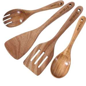 Chause Wooden Eco-Friendly Kitchen Utensils <b>Set</b> <b>Spatula</b> Spoon Fork Long Handle Durable Classic Design for Wedding - Product Image 1