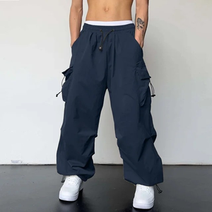Pantalon Cargo Homme Décontracté Couleur Unie avec Cordon de Serrage à la Cheville et Poches Tissées, Style Urbain, Pantalon de Jogging Homme Oversize - Product Image 3