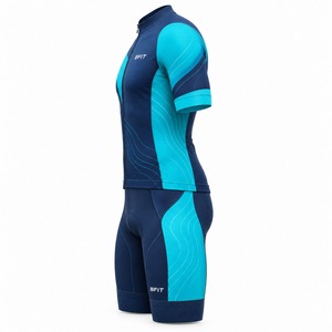 Ensemble de maillot et short de cyclisme pour homme, rembourré, fermeture éclair intégrale, respirant, uniforme de vélo pour la course sur route et l'entraînement - Product Image 4