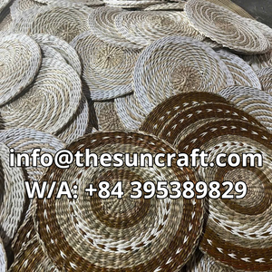 Modern Natural Seagrass Placemats <b>Round</b> Woven <b>Table</b> <b>Mats</b> Straw Charger Plates for Urban Apartment Living Room - Product Image 4