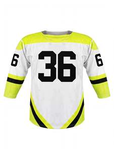 Maillot de hockey sur glace jaune néon personnalisé, imprimé par sublimation, à lacets, uniforme d'équipe respirant, vêtements de hockey sur roulettes surdimensionnés pour homme - Product Image 4