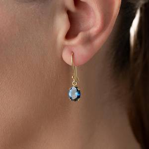 Pendientes Colgantes de Tanzanita Azul Ovalados, Plata de Ley 925, Chapados en Oro de 14K, Joyería Colgante con Piedra de Nacimiento de Diciembre - Product Image 5