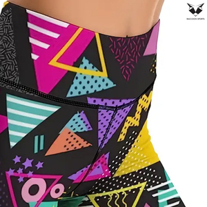 Shorts deportivos de yoga con estampado geométrico para mujer, shorts de cintura alta con control de abdomen para correr, ciclismo y fitness. - Product Image 2