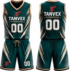 Ensemble de maillots de basket-ball sublimés TANVEX International, col en V, sans manches, séchage rapide, vêtements de sport pour hommes, imprimé géométrique - Product Image 4