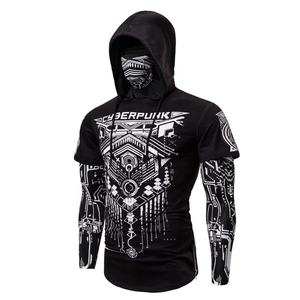 OEM Custom <b>Pullover</b> Hoodies for <b>Men</b> Half <b>Sleeveless</b> Polyester Breathable with Digital Printing Logo Eco-Friendly for Winter - Product Image 2
