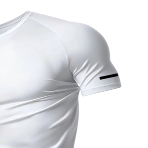 <b>White</b> Jersey <b>Short</b> <b>Sleeve</b> Compression T-<b>Shirt</b> with Pattern <b>Men</b> Sports Training Rashguard Quick Dry Fitness - Product Image 4