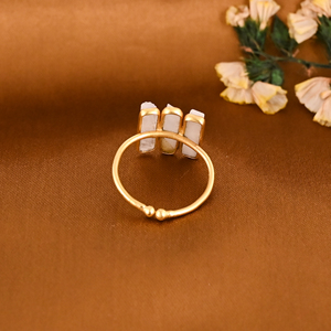 Natural Rainbow Moonstone Triple Bar Gold Plated Brass <b>Adjustable</b> <b>Ring</b> for Women - Product Image 3