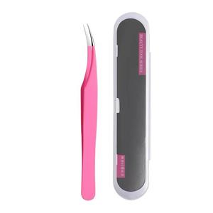 Precision Stainless Steel Eyelash Tweezers Pink Smooth Tip Beauty Tool Series Packaging - Product Image 6