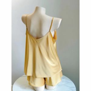 Conjunto de Pijama de Seda Satinada Personalizado para Mujer, Camisola sin Mangas y Pantalones Cortos - Product Image 2