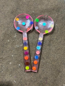 High demand horn colour epoxy resin <b>salad</b> serving set Indented design <b>salad</b> server resin Full resin fish indent design server - Product Image 6
