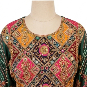 Vestido Kurta para Mujer al por Mayor, Largo hasta el Suelo, de Algodón Bordado, Ajuste Holgado, Estilo Étnico para Boda, Talla Adulto, Vestido Afgano Kuchi - Product Image 6
