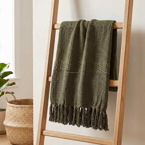 125x150 cm <b>Terracotta</b> Rust Handloom Cotton Blanket Decorative Woven <b>Throw</b> Textured Solid Drape Rustic Room Decor - Product Image 4