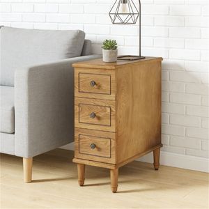 Table de chevet en bois massif avec tiroirs, idéale comme table d'appoint pour canapé ou table basse - Product Image 2