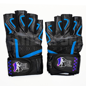 Professional Blue & <b>Black</b> Weightlifting Gloves with Heavy Duty Wrist <b>Wraps</b> | Premium Non-Slip Grip for Ultimate Gym Workout Gear - Product Image 3