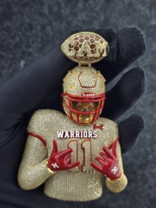 S925 Cartoon Football Player Pendant 24K Gold Plated Moissanite Freshwater Pearl <b>Charm</b> Warriors Theme Luxury Jewelry Gift Unisex - Product Image 2