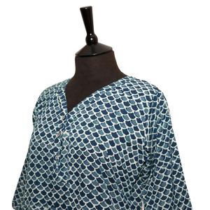 VENTE Haut KURTA mi-long Style 11 Bleu indigo Design festonné Haut pour femme Haut indien à motifs - Product Image 5