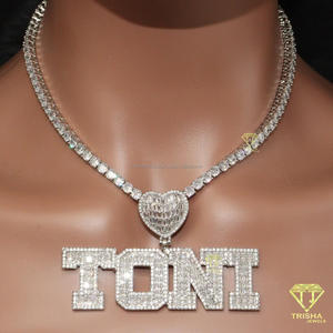 " TONI " <b>Name</b> Necklace Iced Out Moissanite Diamond Pendant Luxury Hip Hop Jewelry With Tennis <b>Chain</b> - Product Image 2