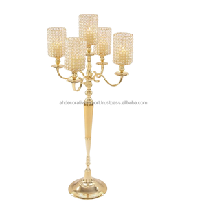 Candelabros de cristal blanco, superventas, Metal blanco recubierto de polvo, centro de mesa hecho a mano decorativo, candelabro fundido a mano - Product Image 5