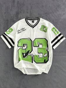 เสื้อเบสบอลครอปทรงโอเวอร์ไซส์ คอวี แขนสั้น สไตล์ Y2K สำหรับผู้หญิง ผลิตจากวัสดุรักษ์โลก เหมาะสำหรับงานพิมพ์ลายแบบ Sublimation # 23 - Product Image 3