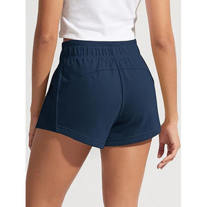 Shorts de Felpa de Cintura Media para Mujer, Corte Holgado, Interior Cepillado, Bolsillos Laterales, Mezcla de Algodón y Poliéster, para Descansar, Gimnasio, Invierno - Product Image 2