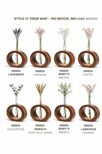Vase moderne en bois avec anneau, pot de fleurs en verre pour tubes à essai, support de fleurs de bureau, décoration intérieure - Product Image 2