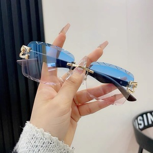 Gafas de Sol de Moda 2024 con Montura Metálica sin Aro y Estampado de Leopardo, Gafas de Sol de Lujo para Hombre con Protección Solar - Product Image 2