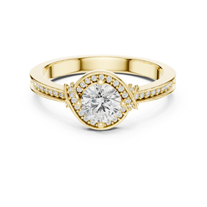 แหวนหมั้นเพชรทรงกลมทองคำขาว 14K เพชรเพาะเลี้ยงสำหรับผู้หญิง เพชรเพาะเลี้ยงใหม่ - Product Image 1