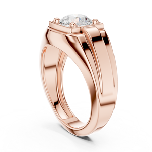 Bague de fiançailles Vinson Project Premium en moissanite créée en laboratoire, avec une tige rainurée et panélisée, plaquée or 14 carats, style Art Déco tendance - Product Image 4