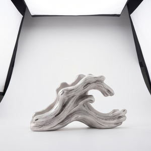 Porte-serviettes en argent massif, support en métal texturé moulé, accessoire de décoration pour cuisine et salle à manger, article en stock - Product Image 1