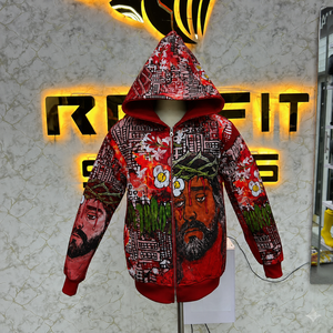 เสื้อฮู้ดซิปเต็มตัวแบบสั่งทำพิเศษ พิมพ์ลายกราฟิกทั่วตัว สไตล์สตรีทแวร์ ผ้าคอตตอนฟลีซหนานุ่ม รับผลิตแบบ OEM ODM - Product Image 1