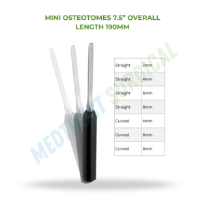 Mini Osteótomos de 7.5 Pulgadas (190mm) para Cirugía de Columna Vertebral, Instrumento para Corte Óseo, Uso Ortopédico Quirúrgico - Product Image 2