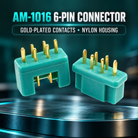 Connecteur d'alimentation hexagonal plaqué or 6 broches AM-1016, paire mâle-femelle, boîtier en nylon pour câblage de modèles d'avions RC