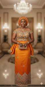 El Impresionante y Lujoso George Wrapper Nigeriano con Trabajo de Piedras de Esmeralda en Patrón Geométrico para Uso en Compromisos y Bodas. - Product Image 5