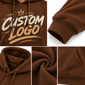 Sweat-shirt à capuche noir uni pour homme, décontracté, à manches longues, avec poche kangourou, logo personnalisé, haute qualité, coupe ample - Product Image 5